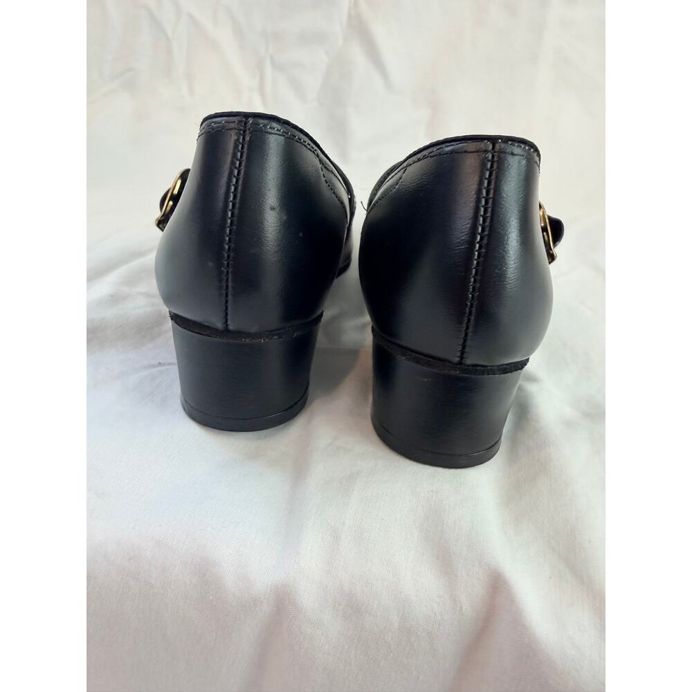 Vintage Promenaders Leather Mary Jane Dance Shoes Block Gold Buckle Size 5.5 N - Picture 8 of 9